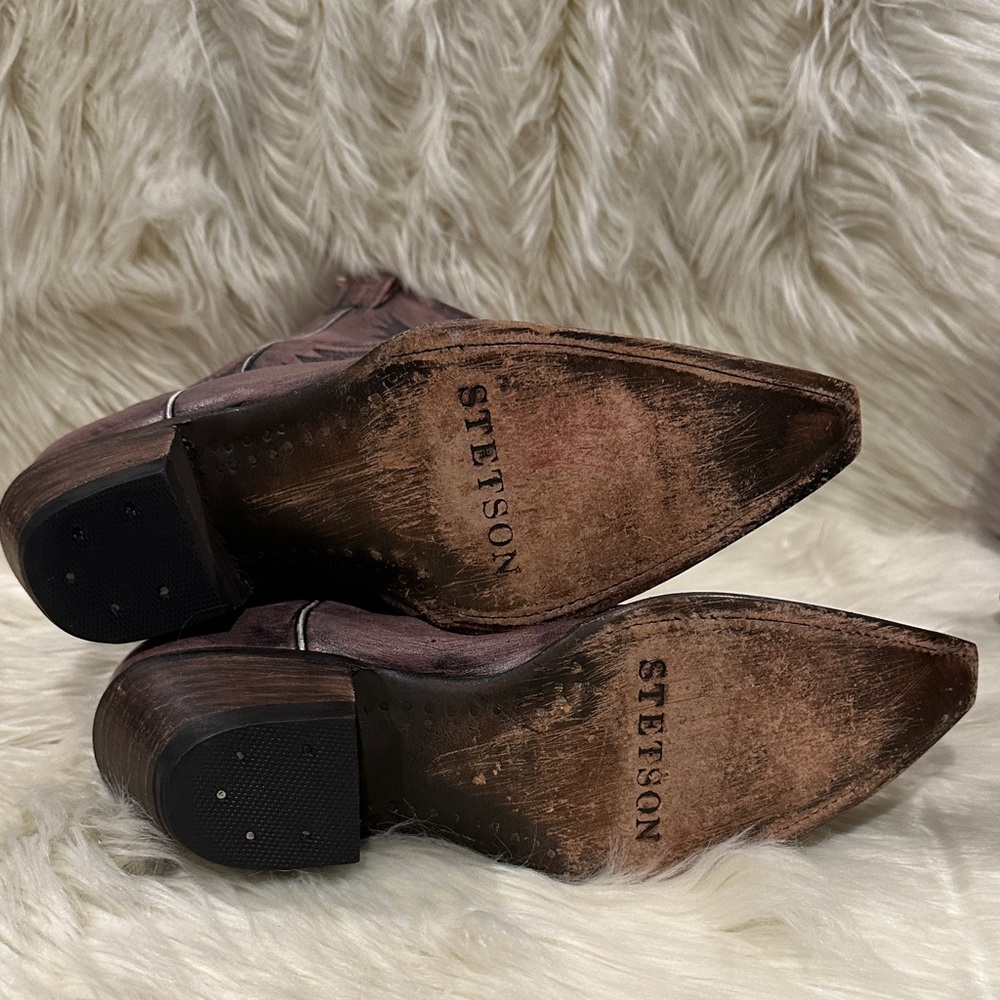 Stetson Rustic Pink Western Boots - Picture 8 of 9